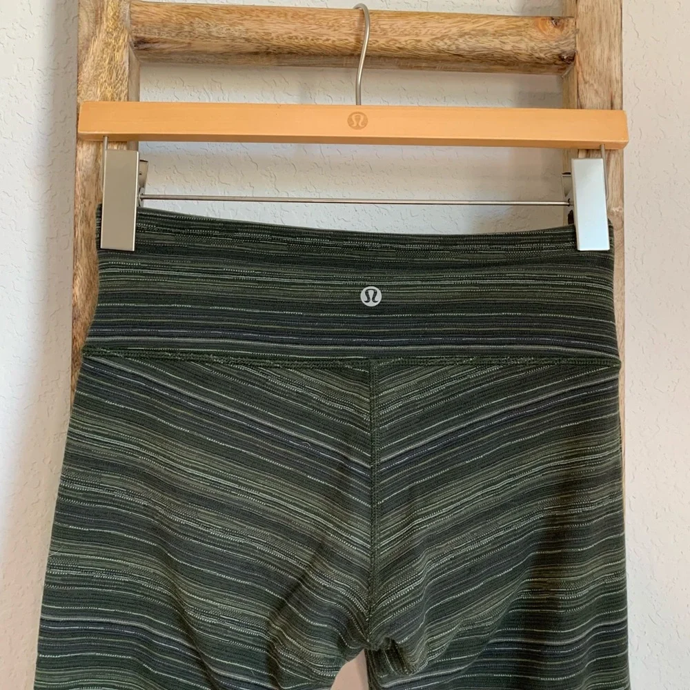 Lululemon Wunder Under Leggings Green Stripe 6 - Picture 3 of 7